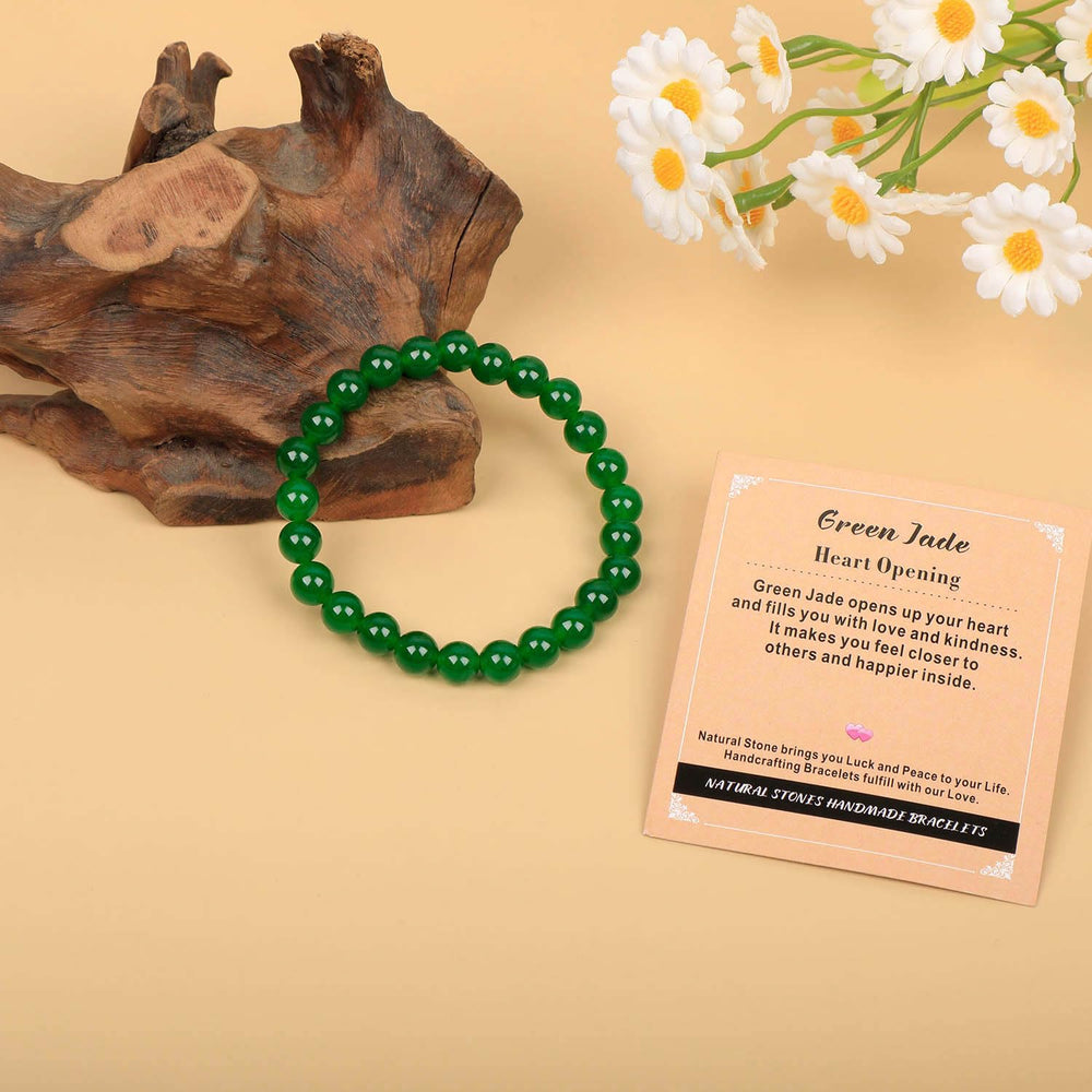 AD Beads Green Jade Heart Opening bracelet pack showcasing the gemstone blend.