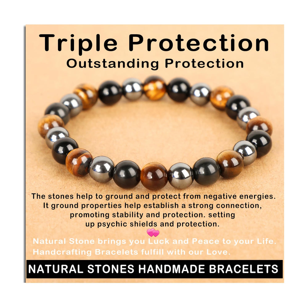 AD Beads triple protection bracelet tiger eye detail for confidence and grounding