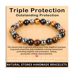 AD Beads triple protection bracelet tiger eye detail for confidence and grounding