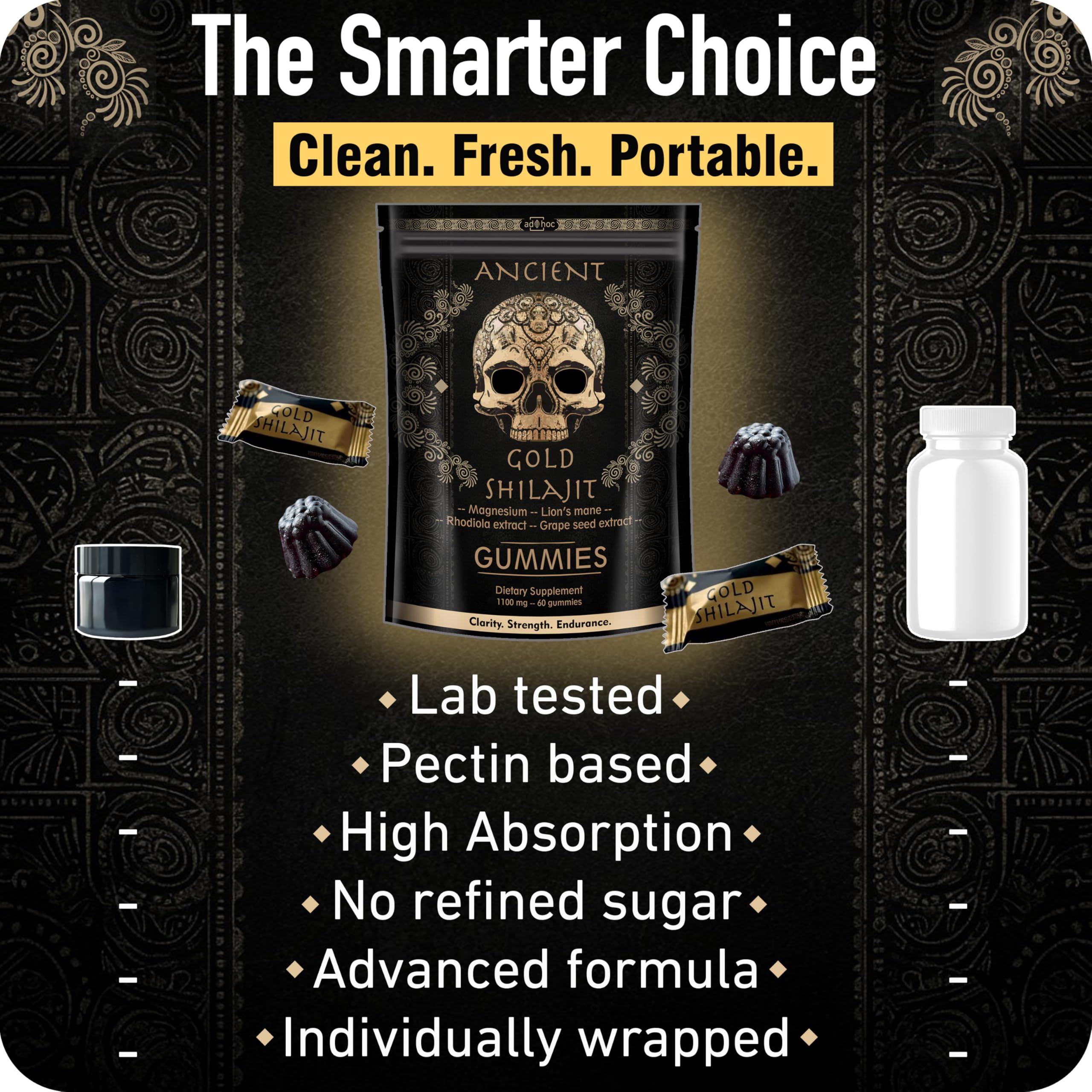 ad hoc sugar-free shilajit gummies: a clean, gelatin-free, elderberry-flavored option
