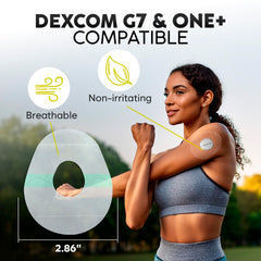 Adamson Dexcom G7 overpatch clear cover protecting the sensor with skin-friendly material