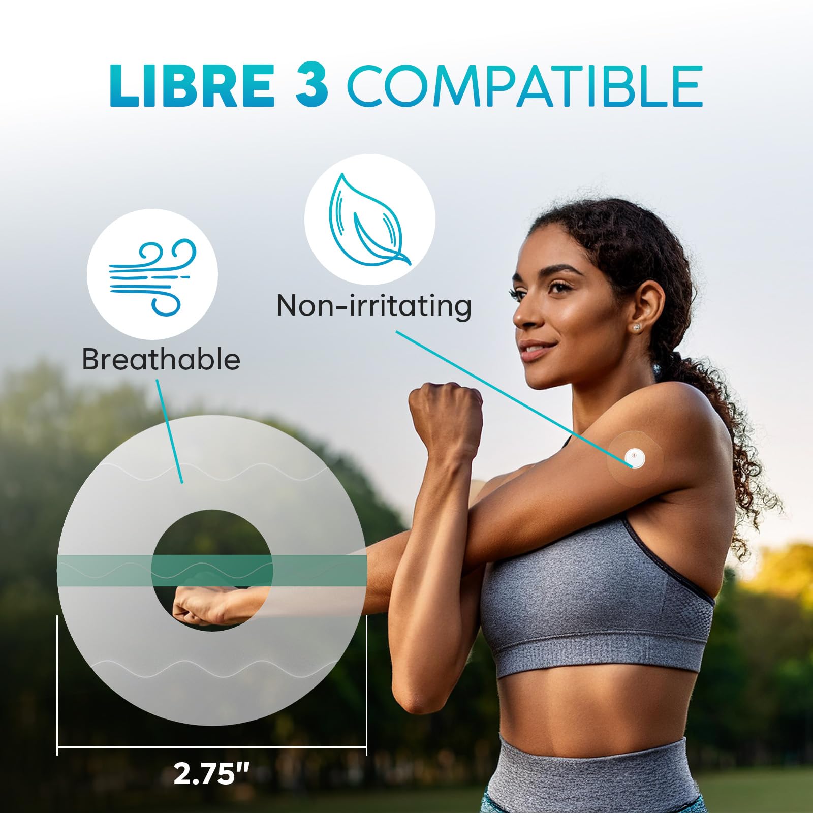 Adamson Freestyle Libre 3 patch transparent, discreet protection for CGM use