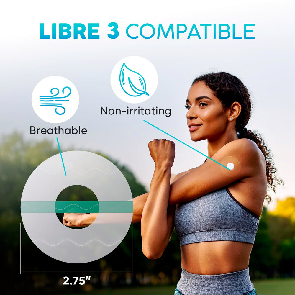 Adamson Freestyle Libre 3 patch transparent, discreet protection for CGM use