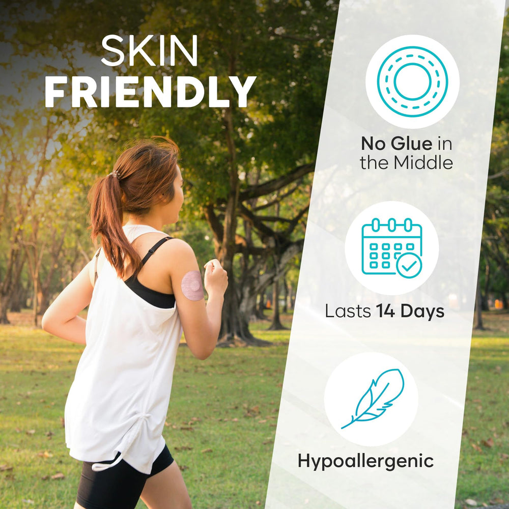 Discreet beige patch blends with skin during workouts