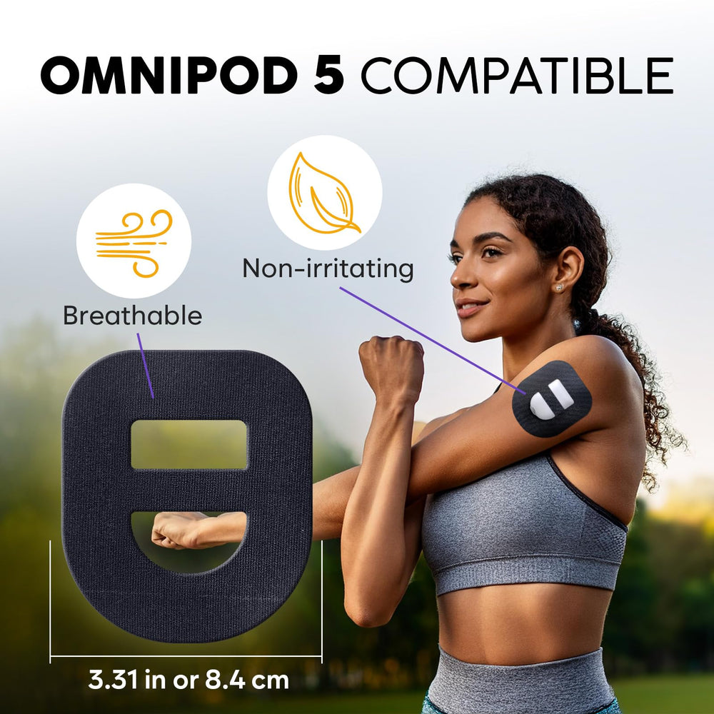 Adamson Omnipod 5 Overpatches beige close-up, skin-friendly and waterproof.