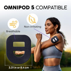 Adamson Omnipod 5 Overpatches beige close-up, skin-friendly and waterproof.