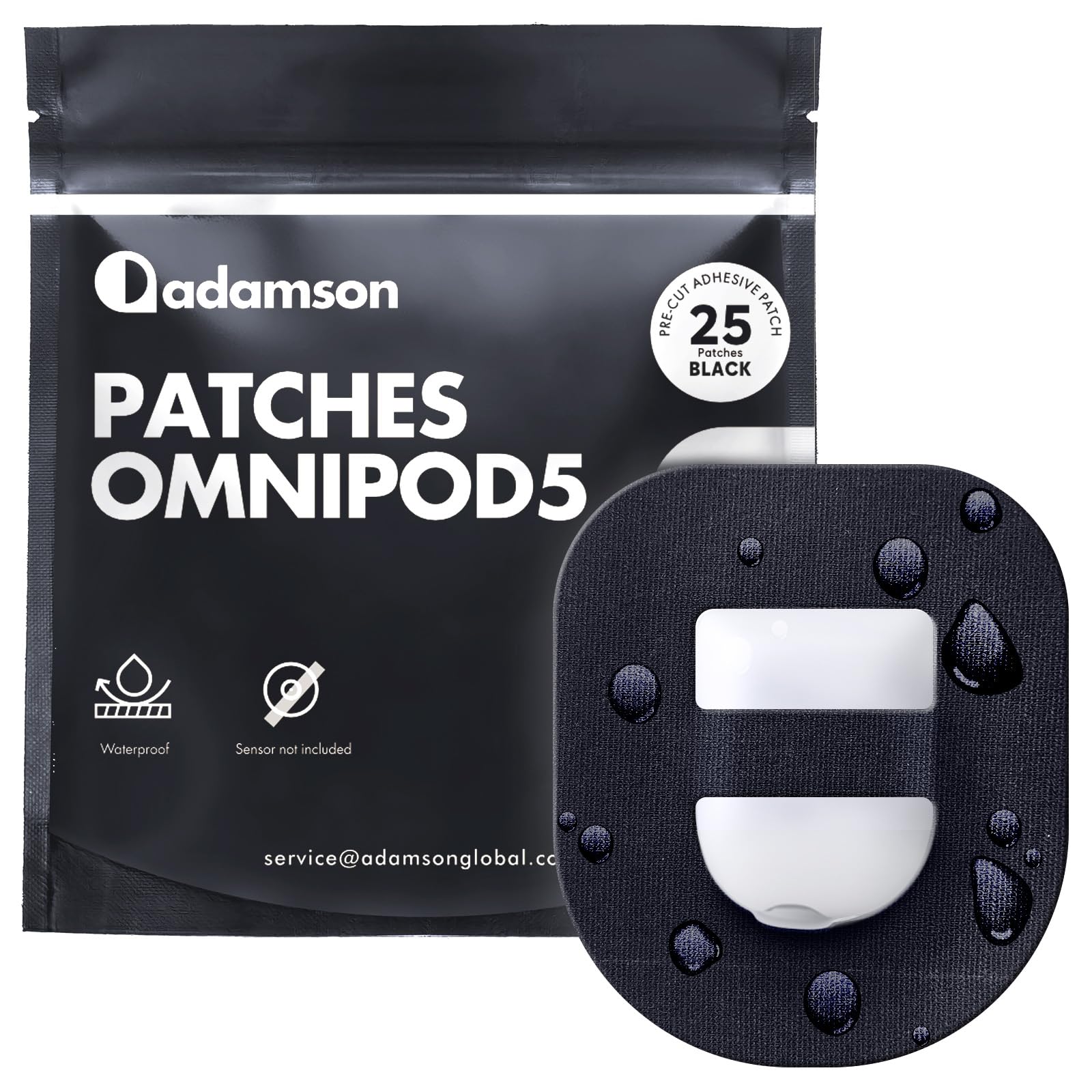 Adamson Omnipod 5 Overpatches packaging close-up for easy application.