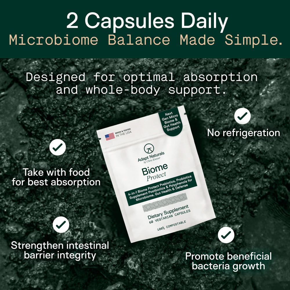 Adapt Naturals 4-in-1 daily-use bottle on desk implies simple routine.