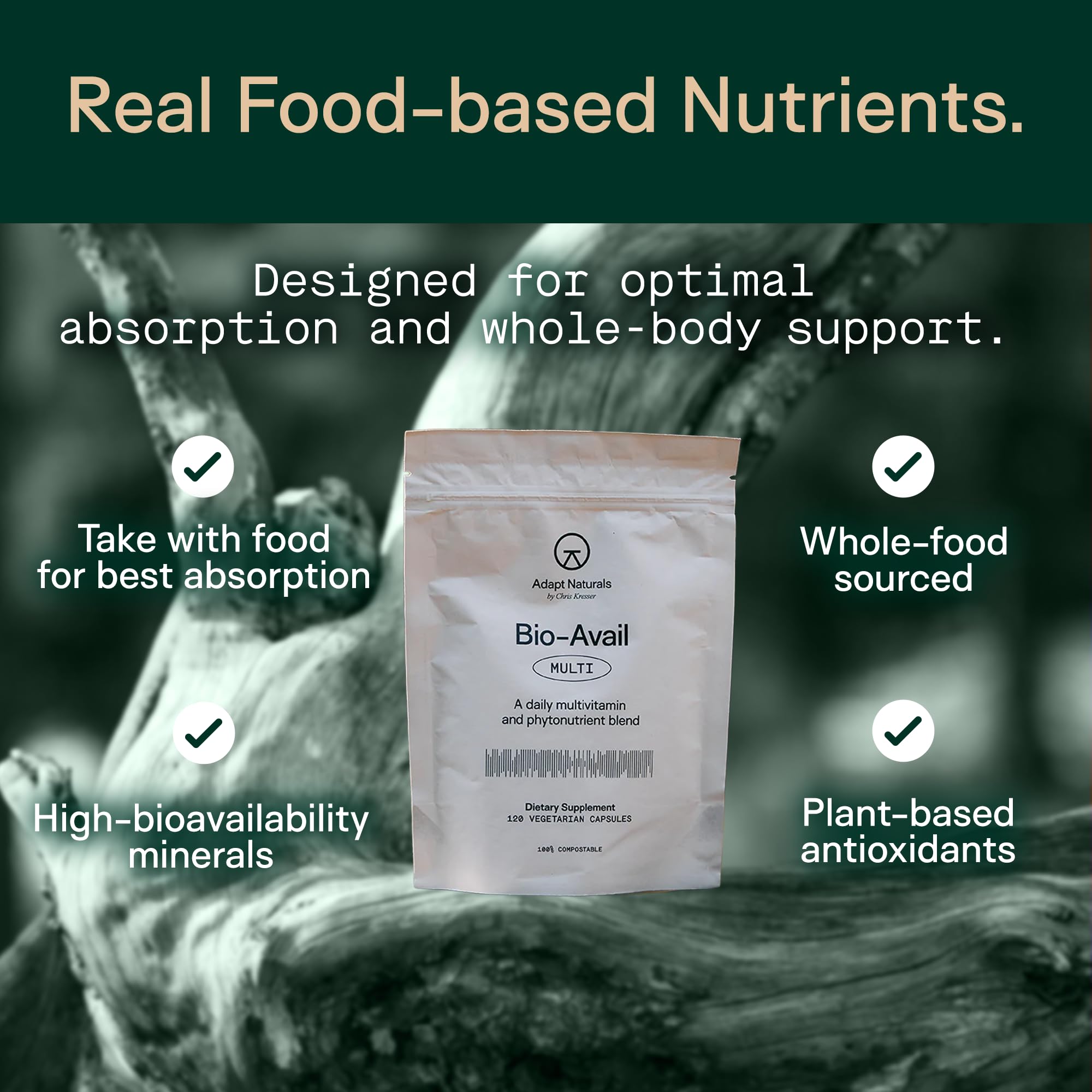 Adapt Naturals packaging front showing ingredients and benefits.