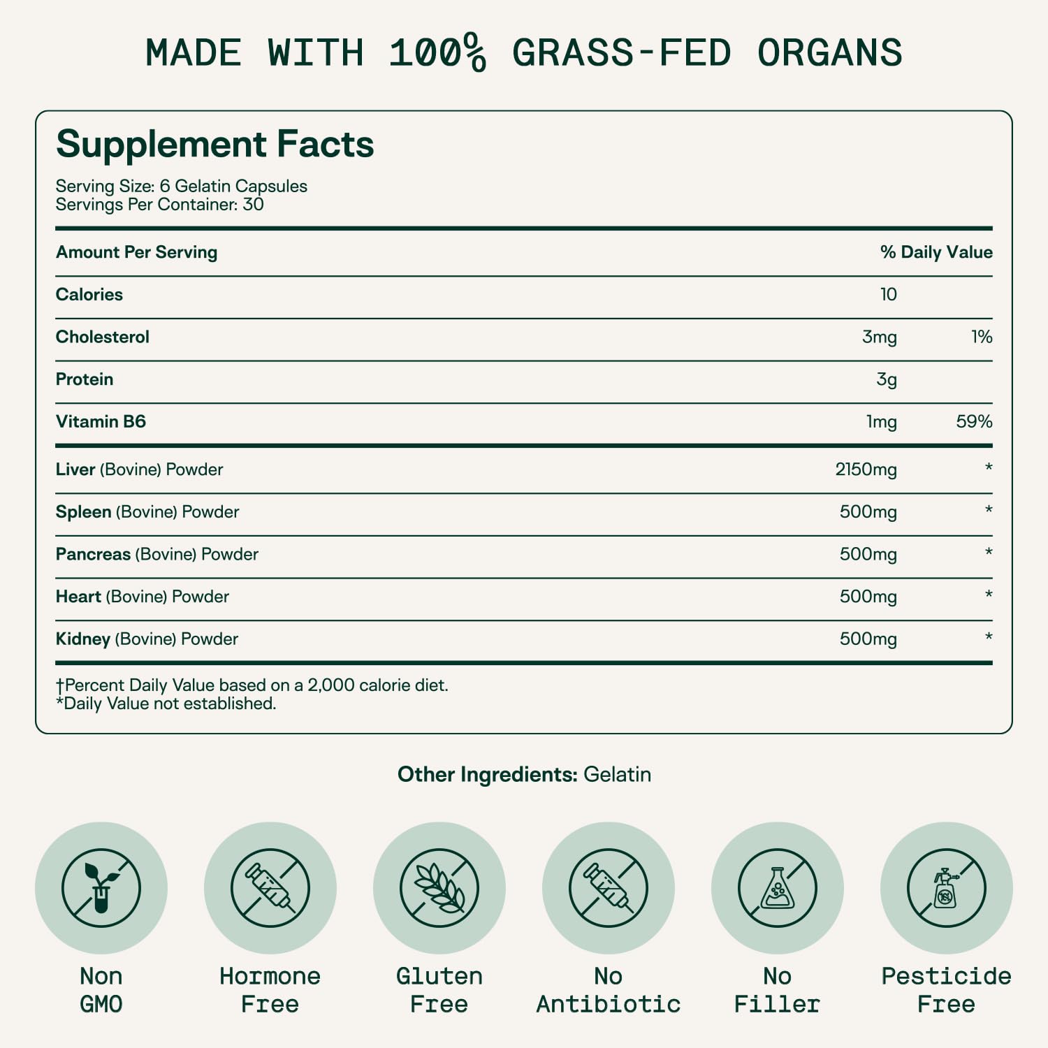 Adapt Naturals Organ Supplement capsules closeup highlighting bioavailable organ nutrients for everyday vitality.