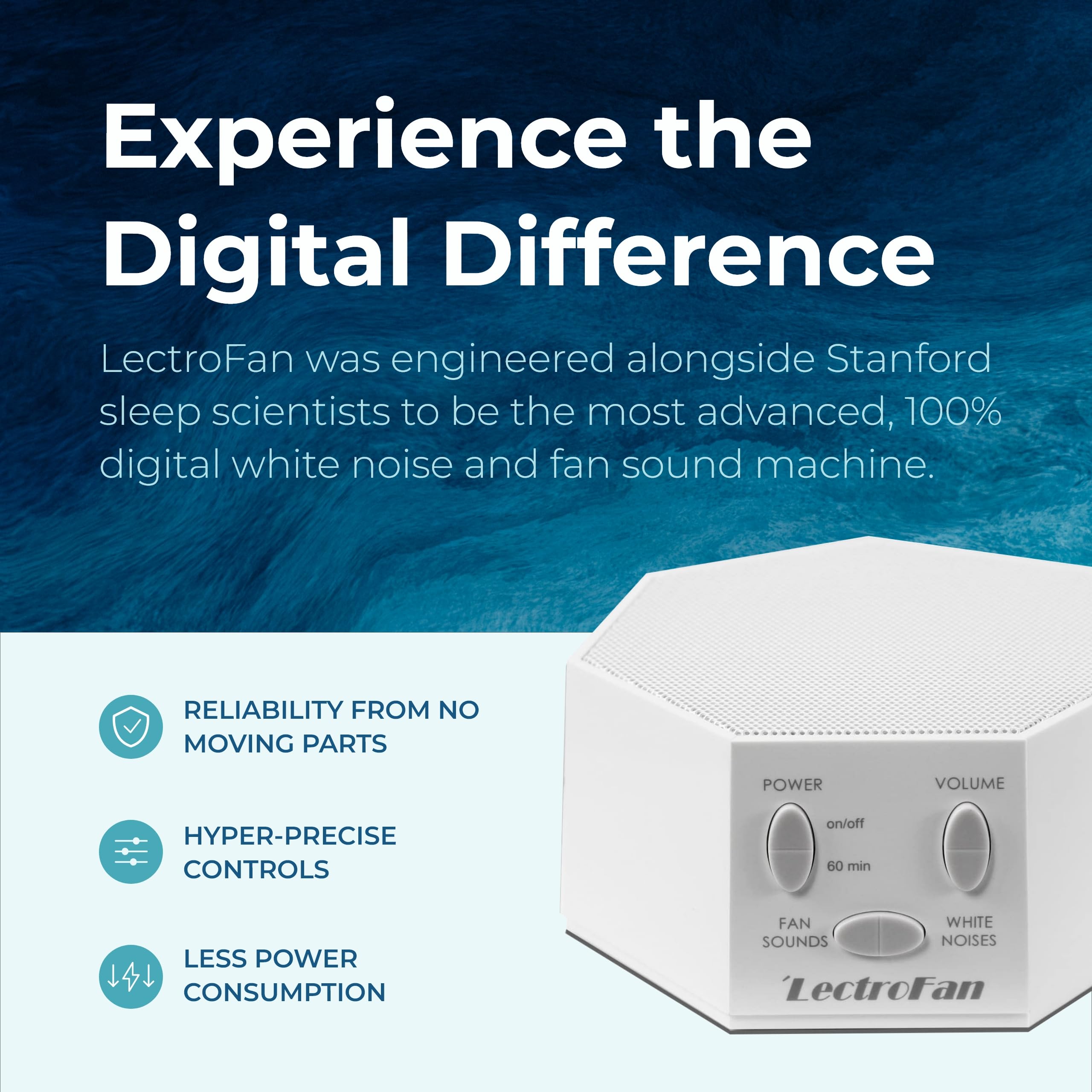 LectroFan Classic offers 20 non-looping sounds to tailor sleep and study environments.