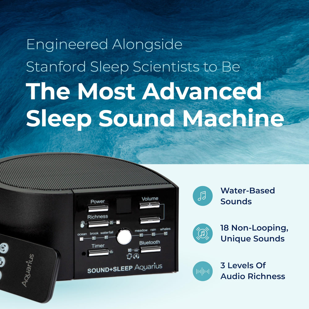 Adaptive Sound Aquarius side view highlighting portable design for travel-friendly sleep support.