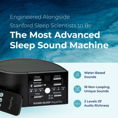 Adaptive Sound Aquarius side view highlighting portable design for travel-friendly sleep support.