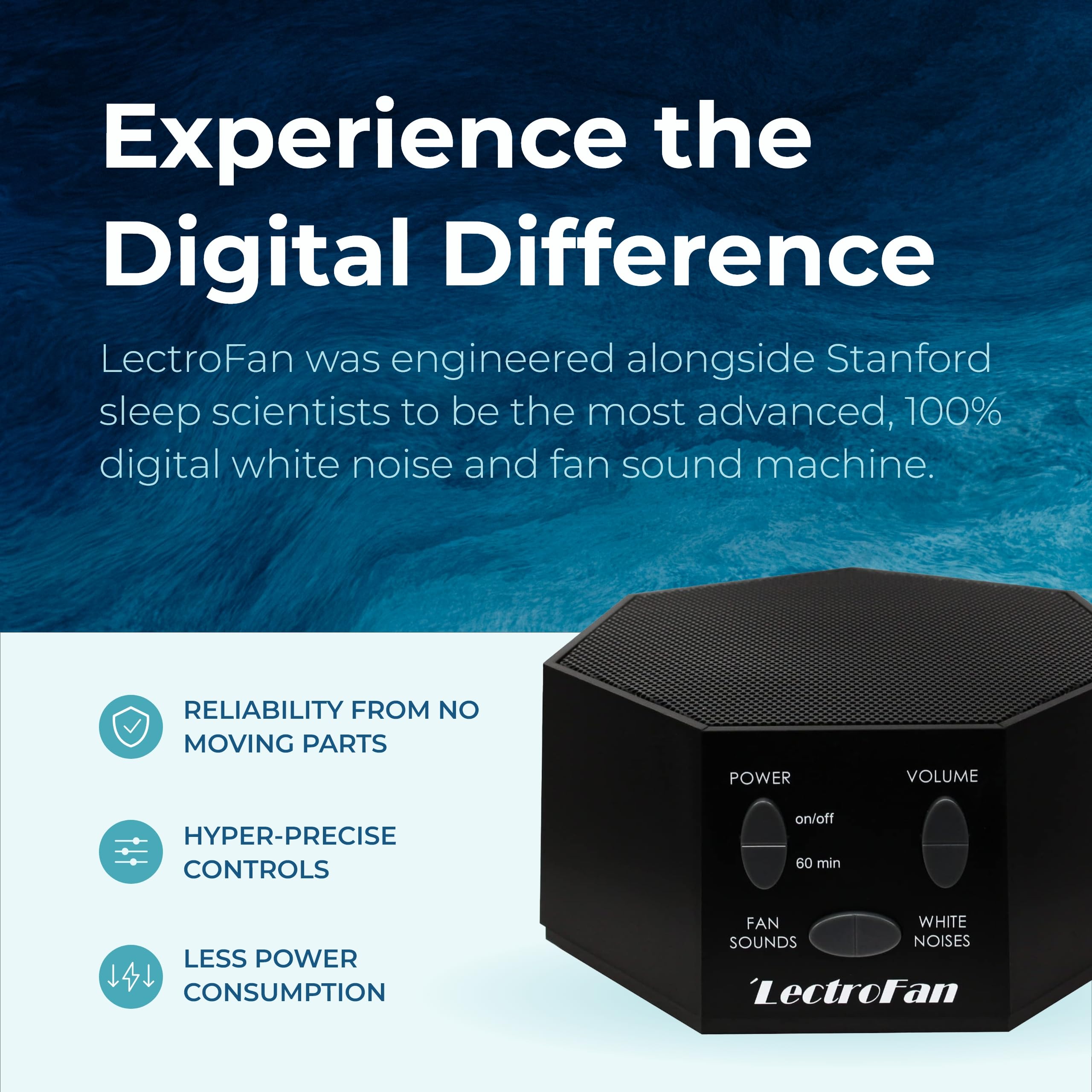 Adaptive Sound Technologies LectroFan Classic control panel; precise volume for personalized sleep