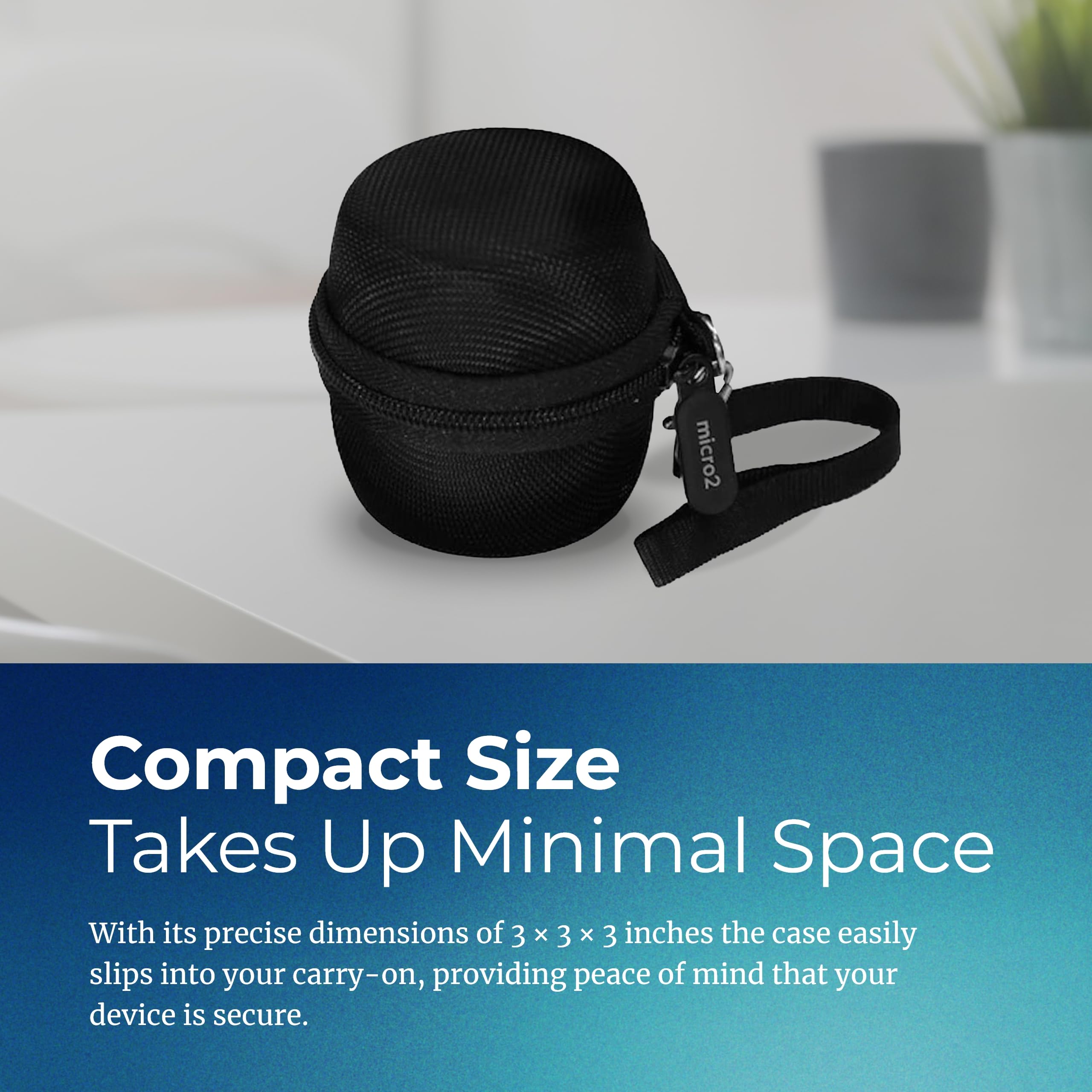 Adaptive Sound Technologies LectroFan Micro case—compact 3x3x3 inch design fits in luggage.