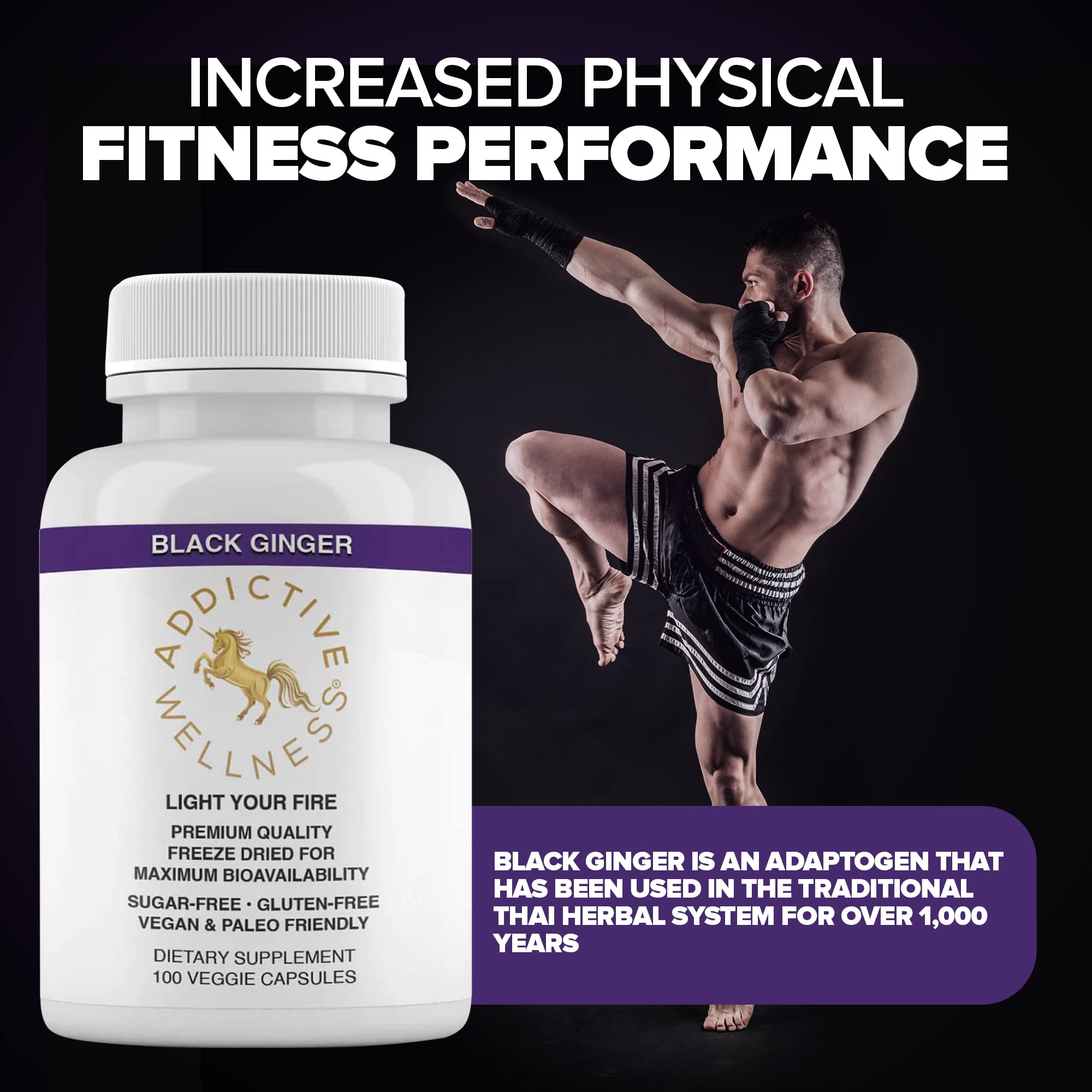 Addictive Wellness Black Ginger capsules in hand for daily use