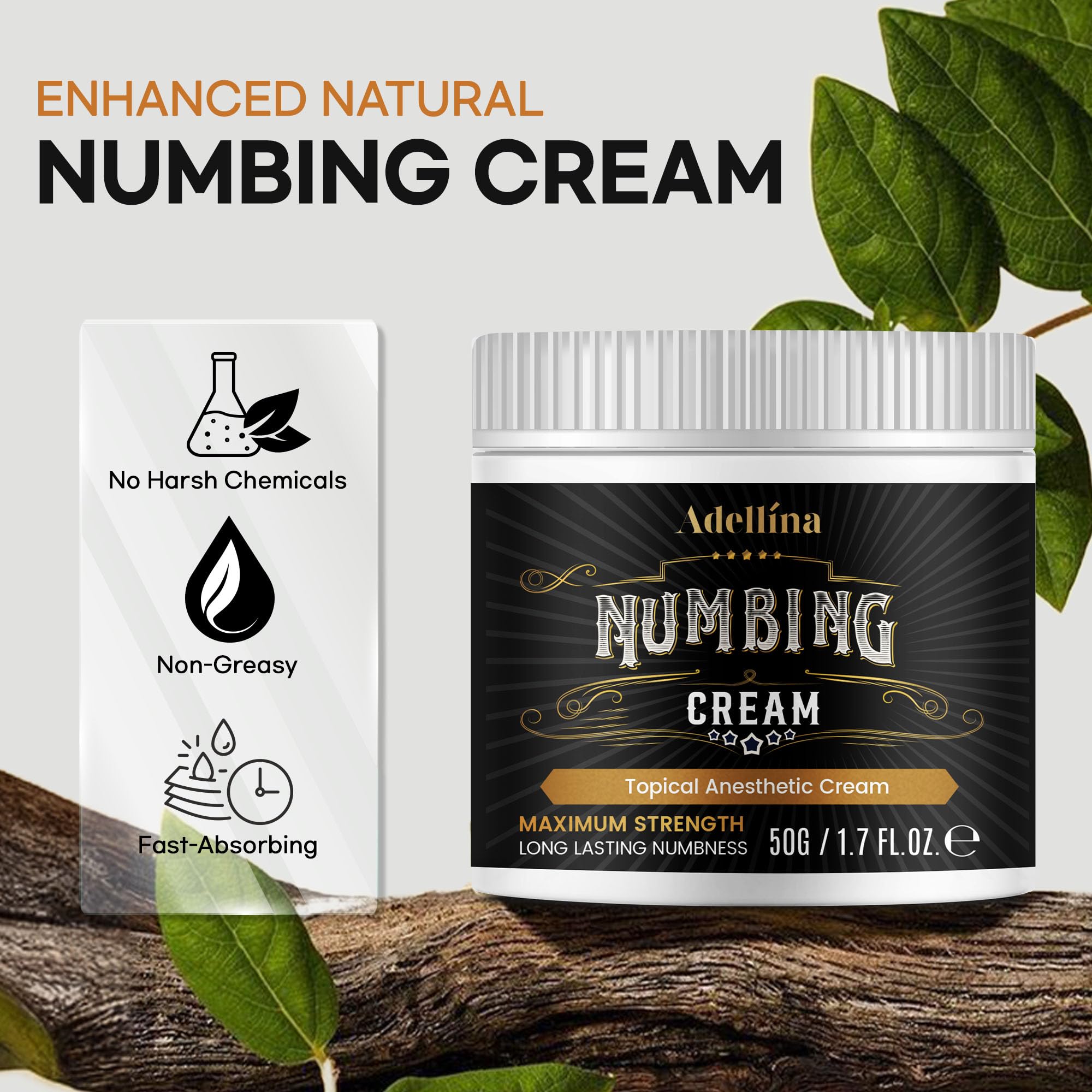 Adellina Numbing Cream packaging is travel-friendly and compact