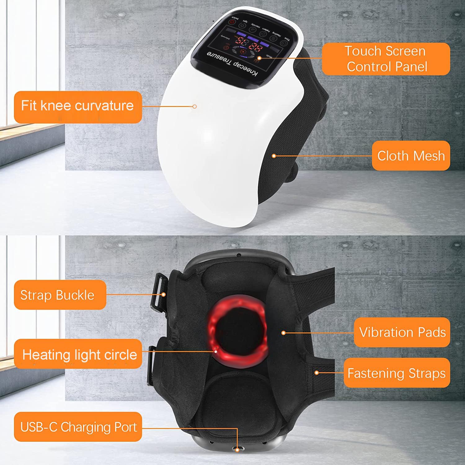 Type-C charging port on ADKJOY DTOKO knee massager for convenient power