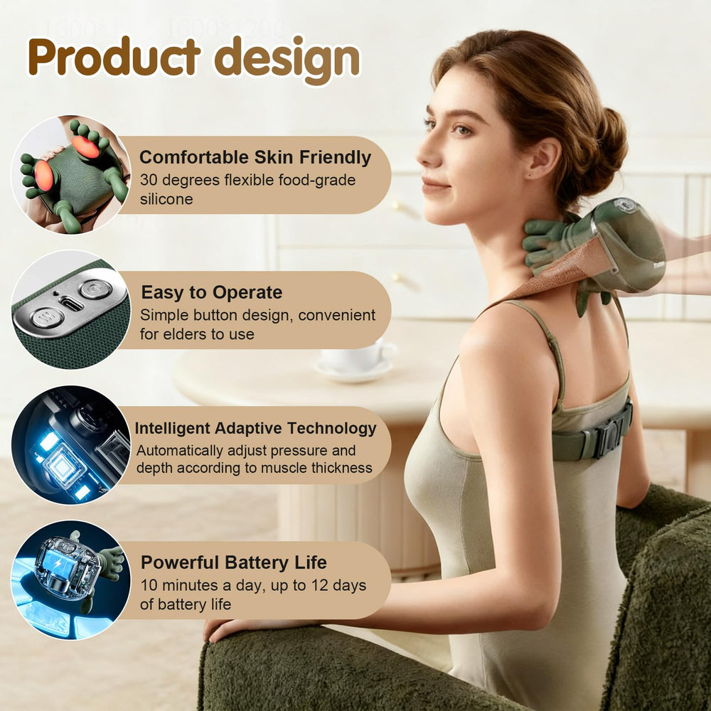 Two wearing options: belt-style and handheld on the Siasoo massager