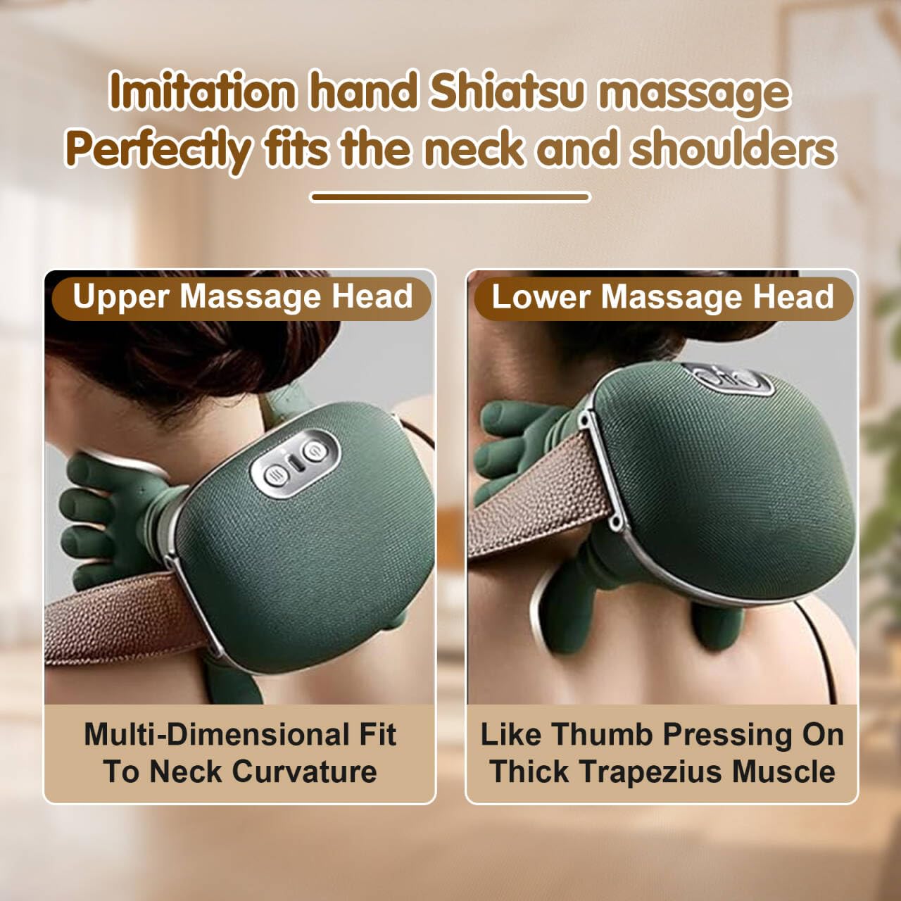 Dual-zone heat function on Siasoo massager for comfortable warmth