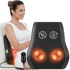 Admbm rechargeable back massager with heat for cordless use and deep relaxation.