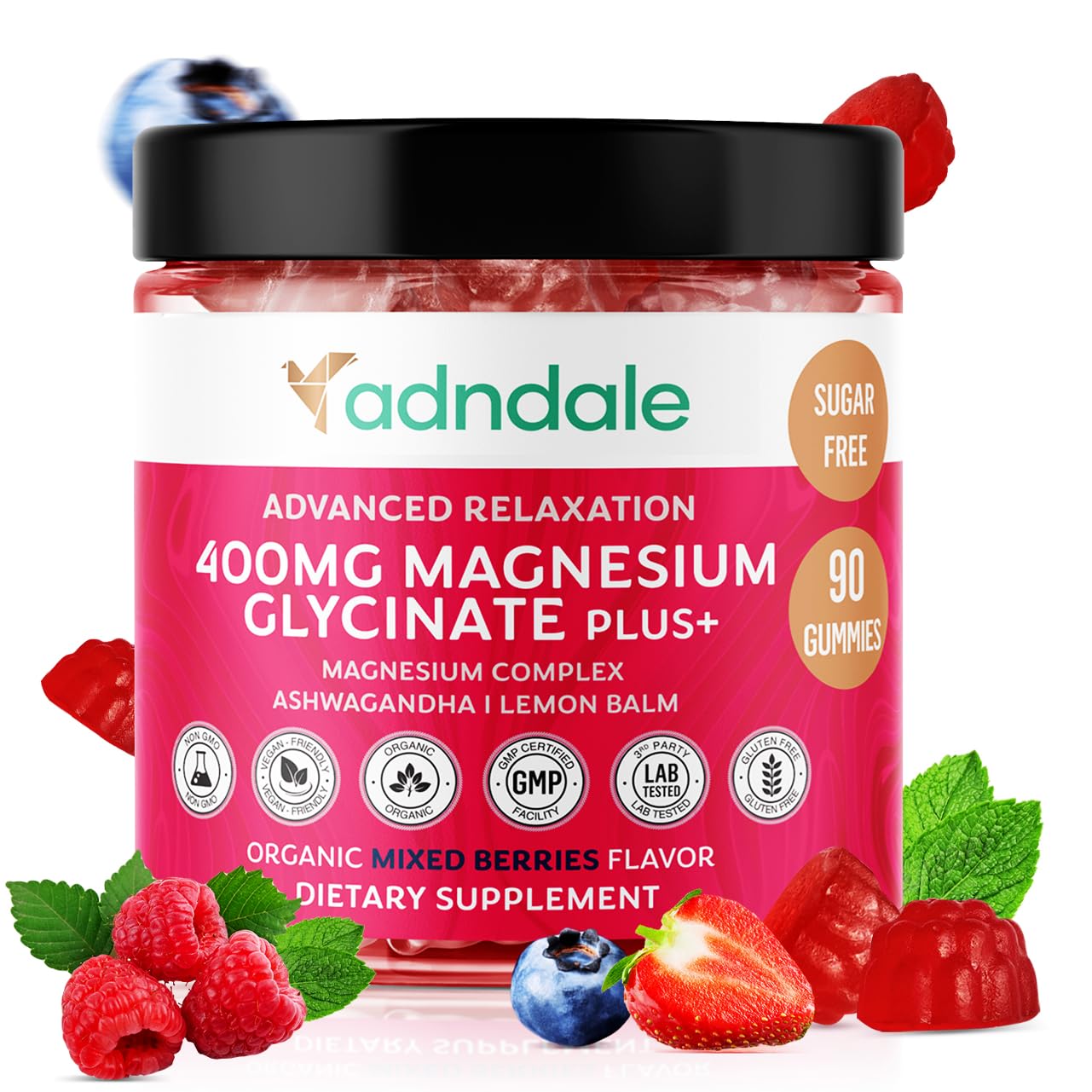 Adndale Magnesium Glycinate Gummies bottle supports calm evenings and restful moments.