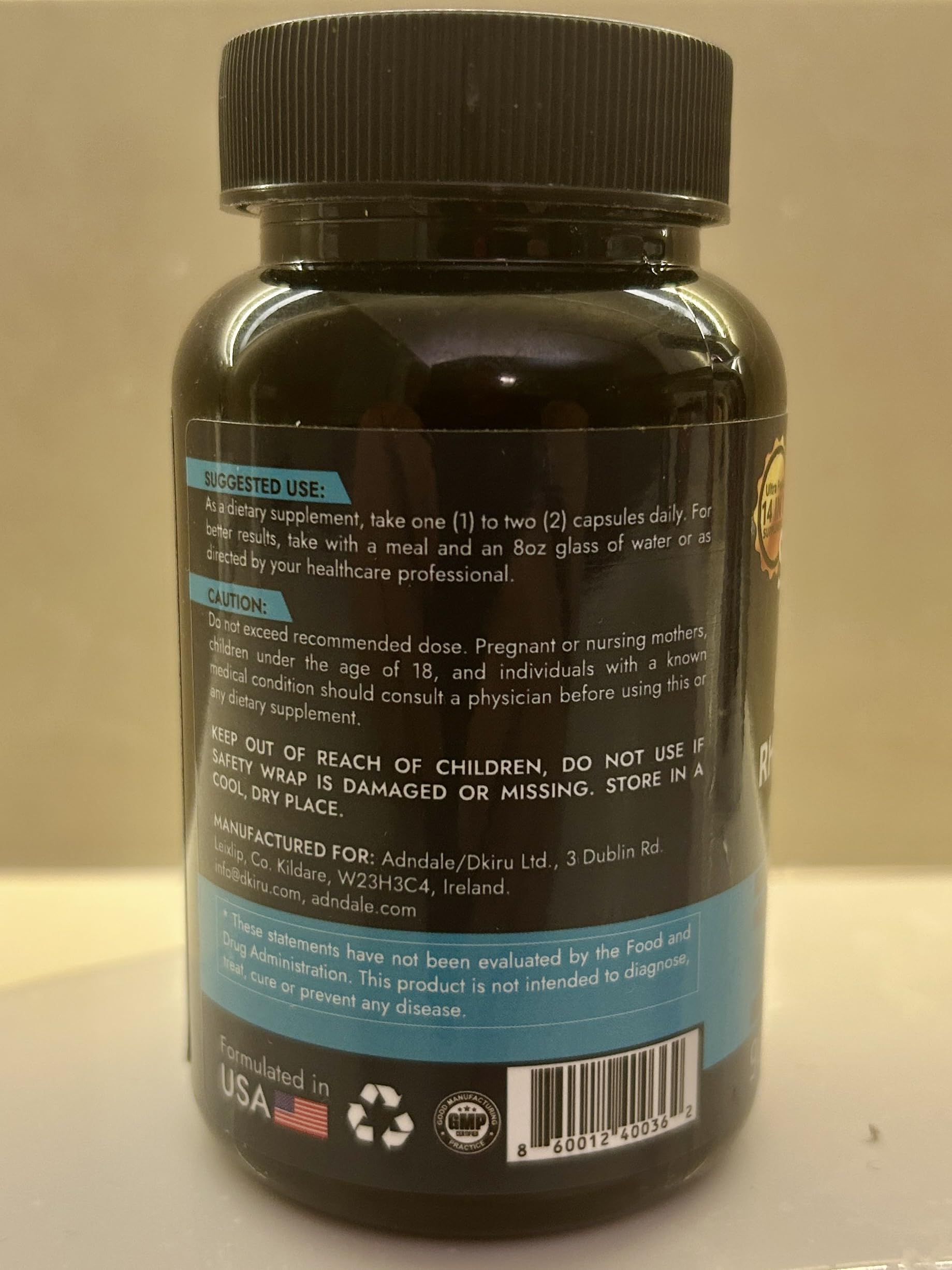 Adndale True Sea Moss Capsules on shelf for daily routine.