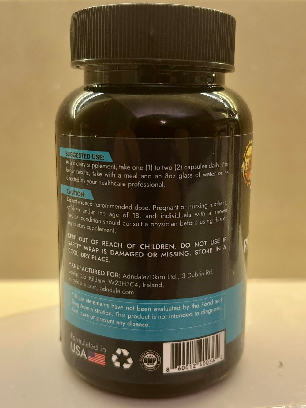 Adndale True Sea Moss Capsules on shelf for daily routine.