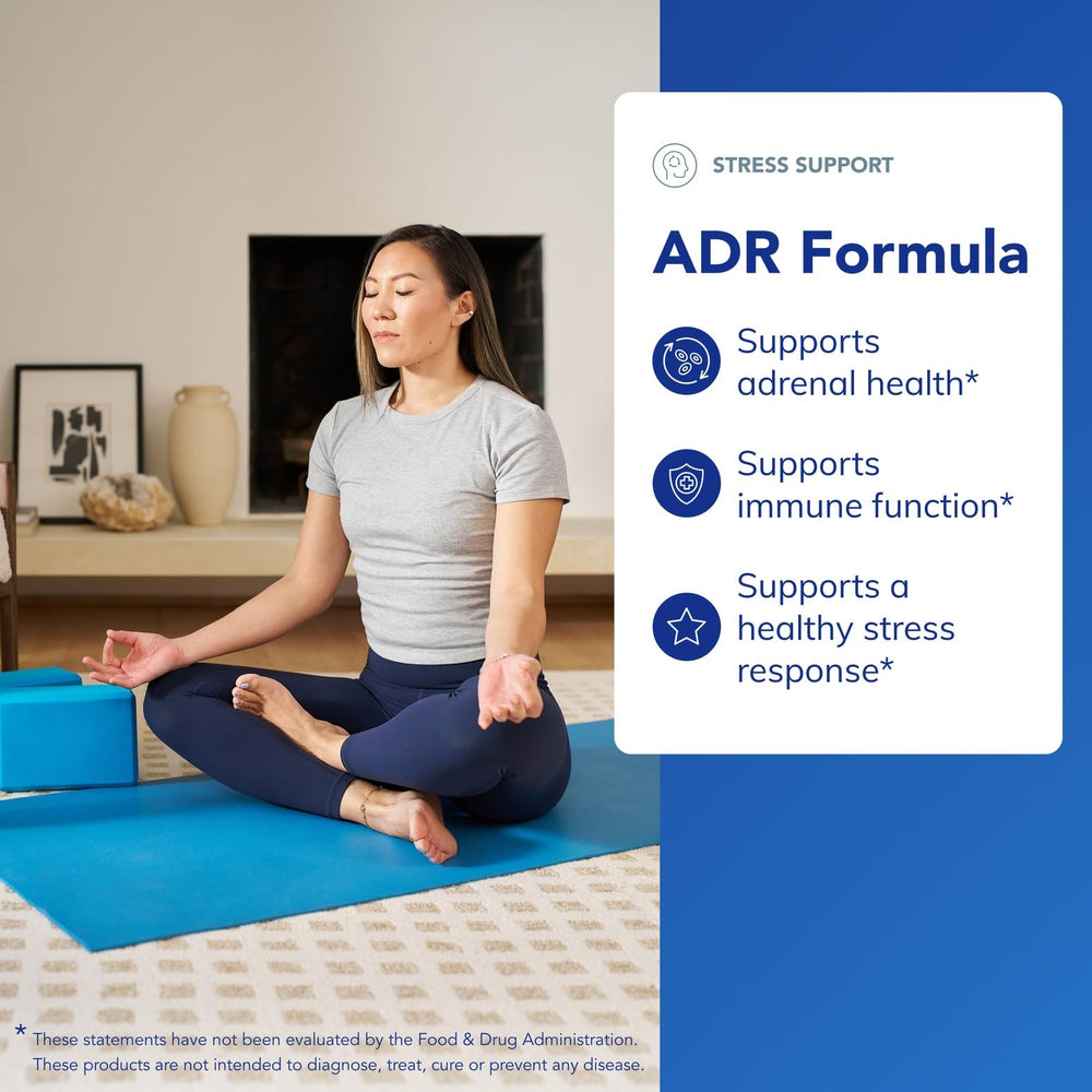 Herbal blend visual of ADR Formula ingredients supporting adrenal health.