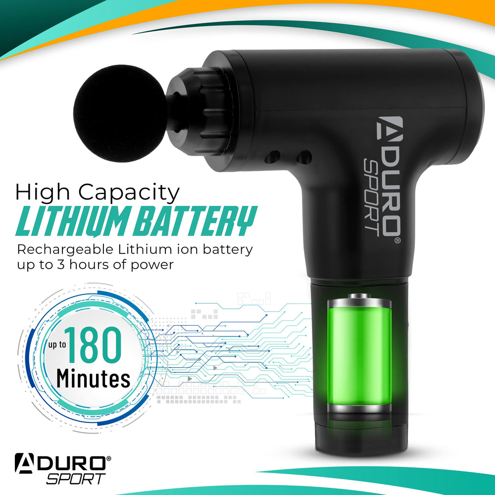 Aduro Sport four interchangeable massage heads for versatile muscle targeting.
