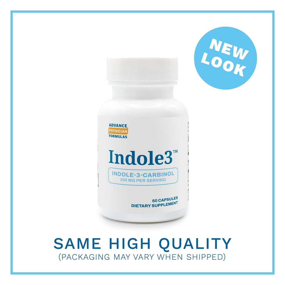 Advance Physician Formulas Indole-3-Carbinol capsules close-up showing 200 mg strength