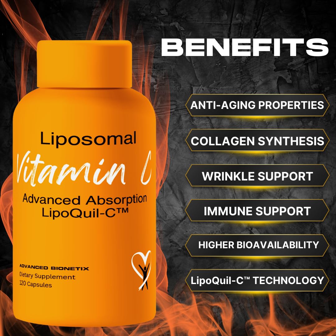 Advanced Bionetix Liposomal C bottle back label detailing ingredients and quality assurance