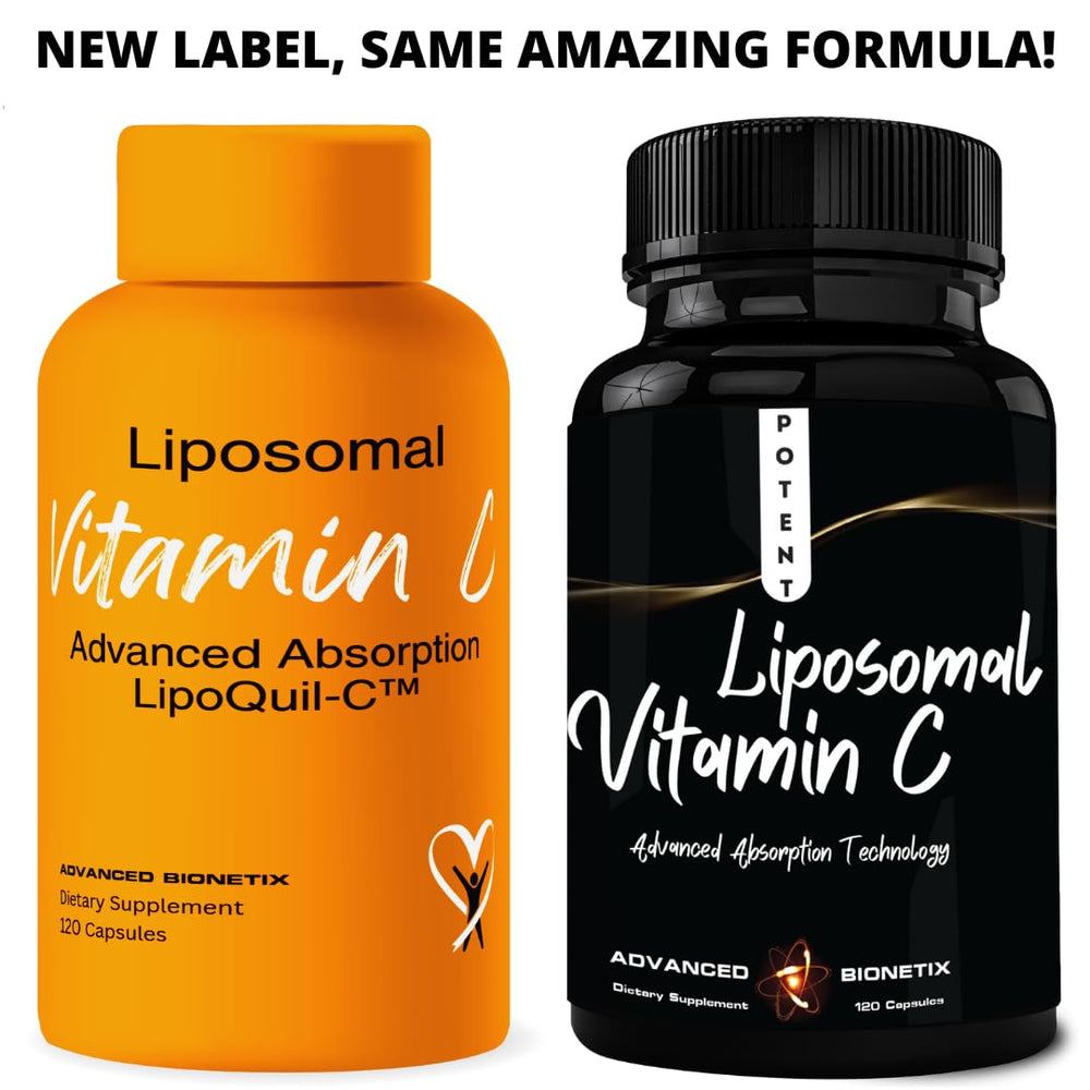 Advanced Bionetix Liposomal C packaging and capsule array indicating high-dose supplement
