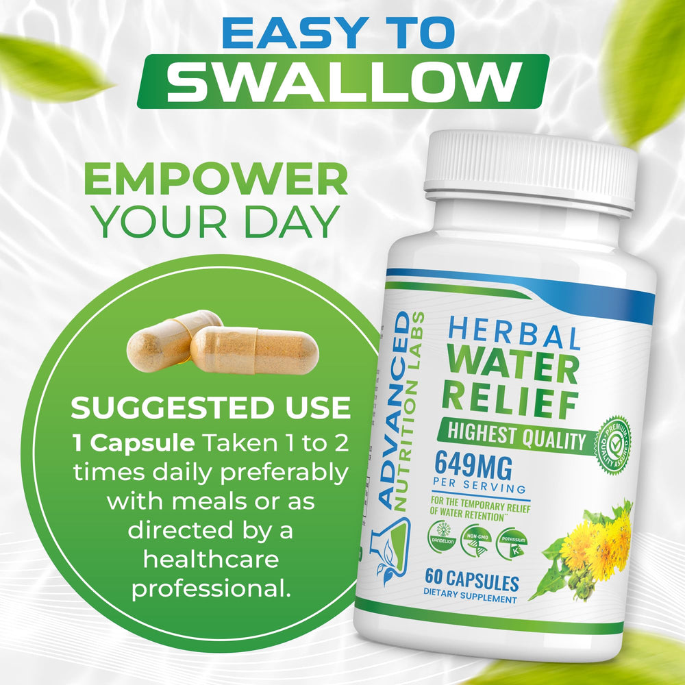 Advanced Nutrition Labs product label featuring premium herbal diuretic ingredients