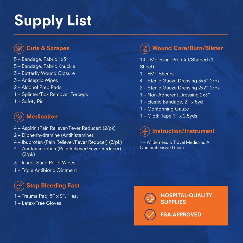 Adventure Medical Kits Mountain Series Hiker water-resistant bag protects supplies in rain