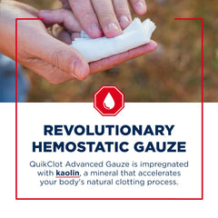 QuikClot Gauze two strips in a compact survival kit