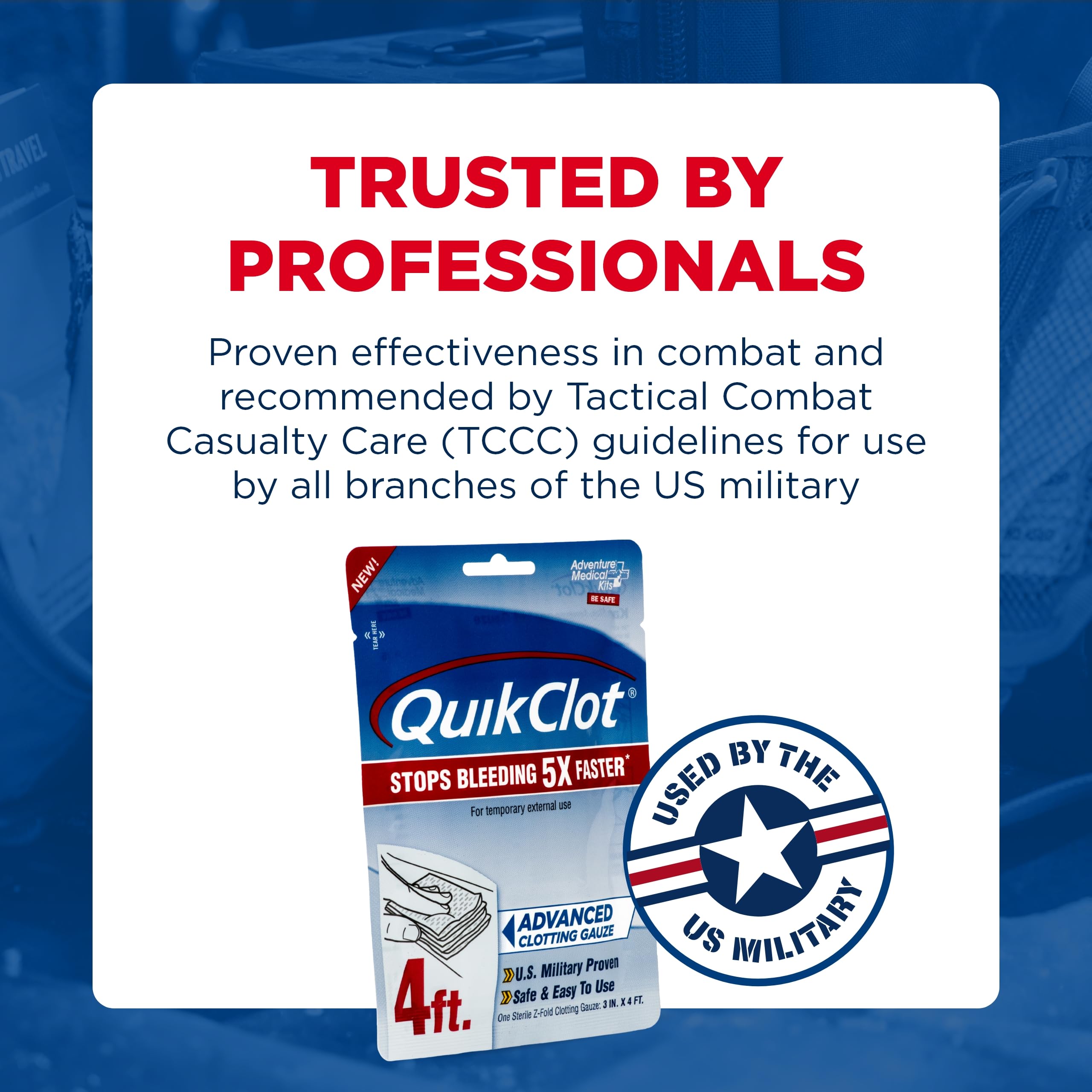 Adventure Medical Kits QuikClot Gauze with military-grade assurance