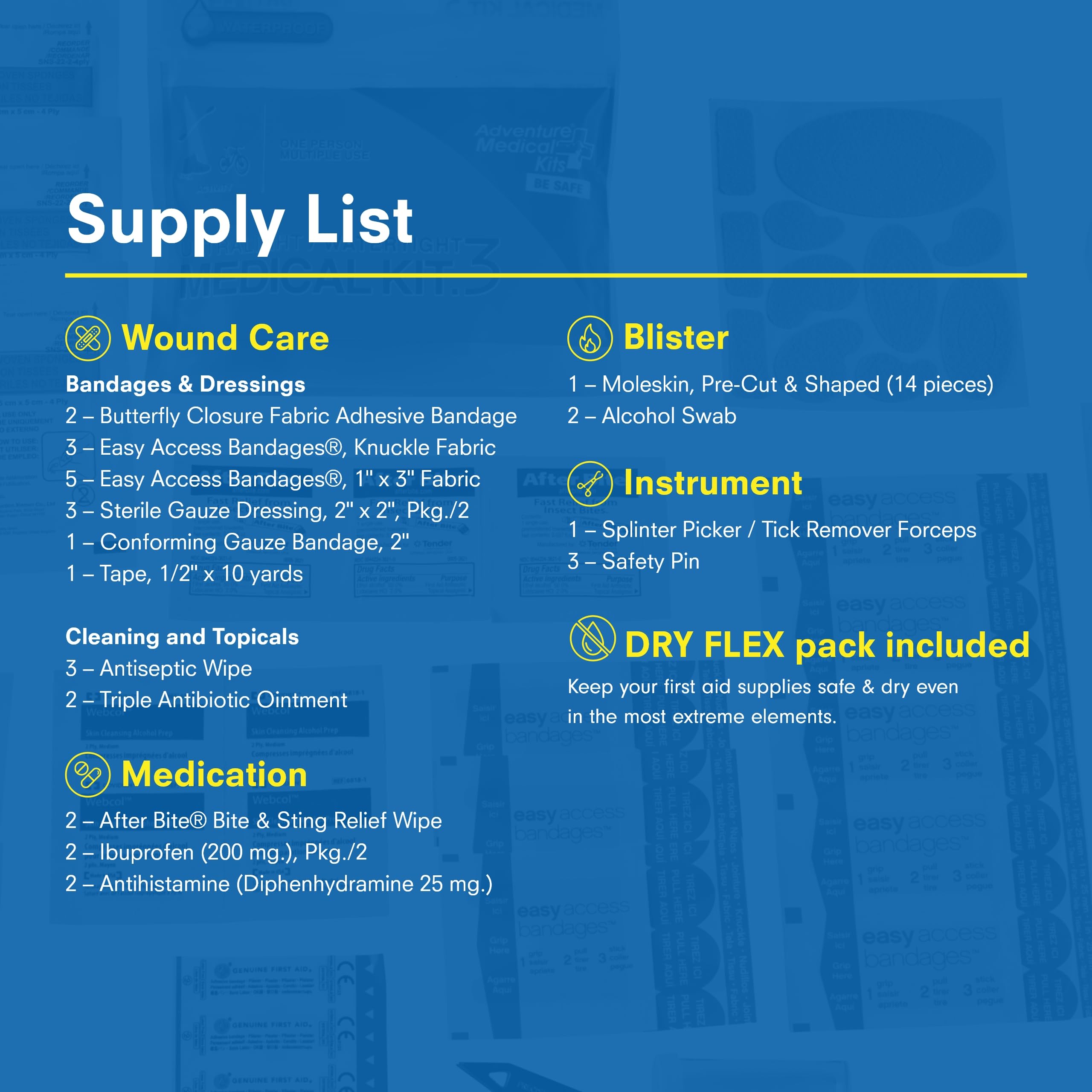 Adventure Medical Kits Ultralight Watertight Kit .3 blister care moleskin for friction relief.