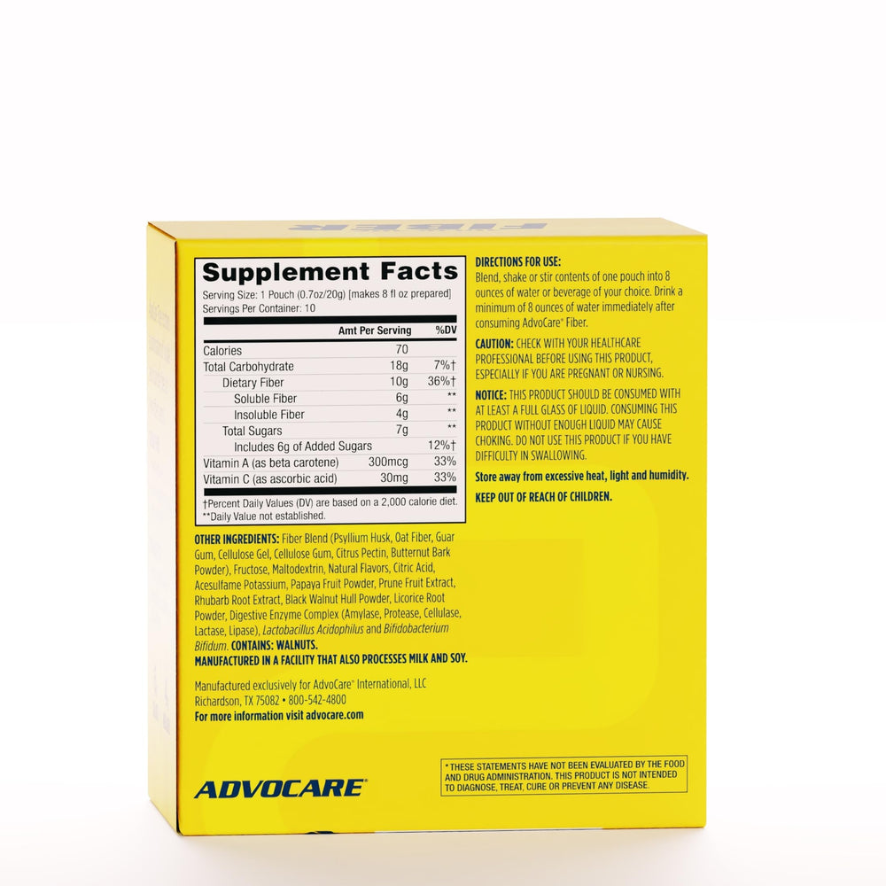AdvoCare Fiber powder stirred in a glass for easy daily use.