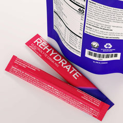 AdvoCare Rehydrate label close-up highlights vitamins and antioxidants for energy support