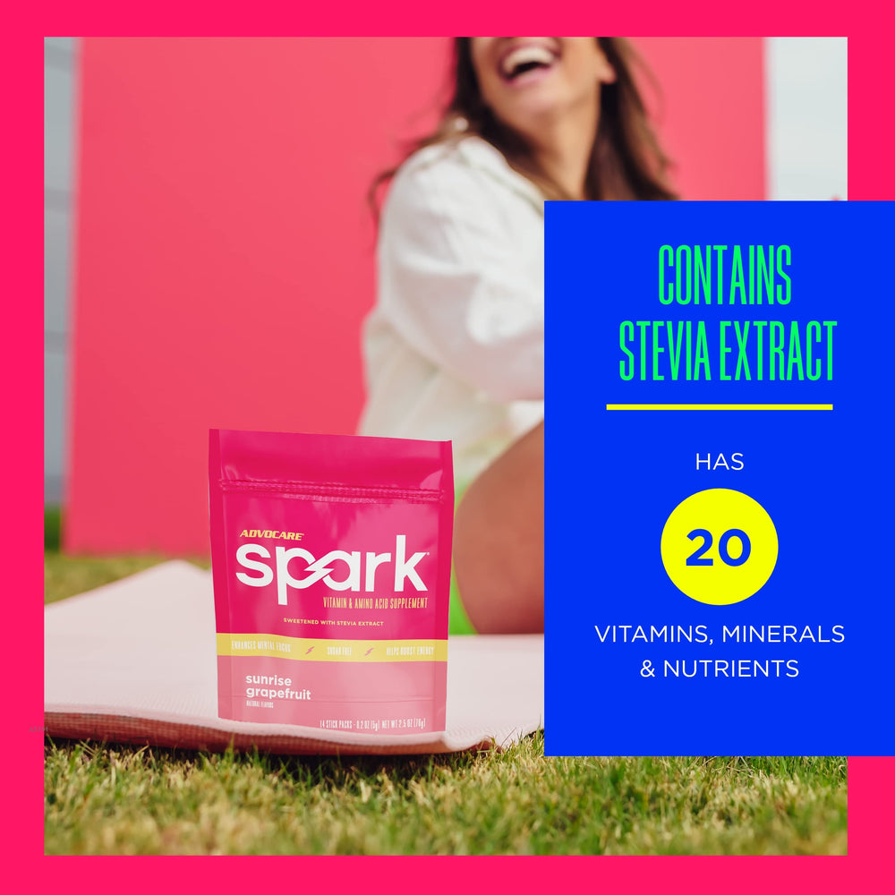 Advocare Spark dissolving in water, delivering bright citrus flavor and energy
