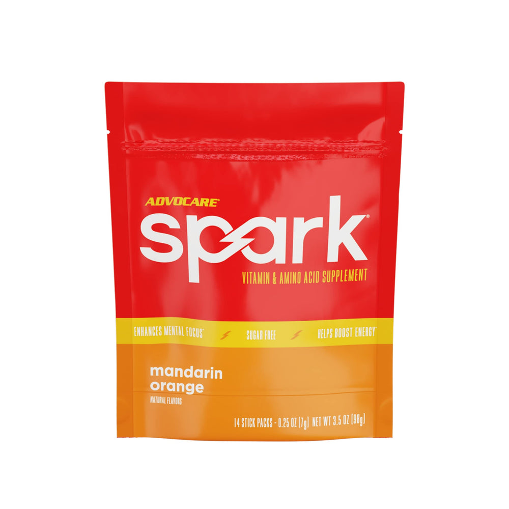 AdvoCare Spark Mandarin Orange stick pack ready for on-the-go energy and focus