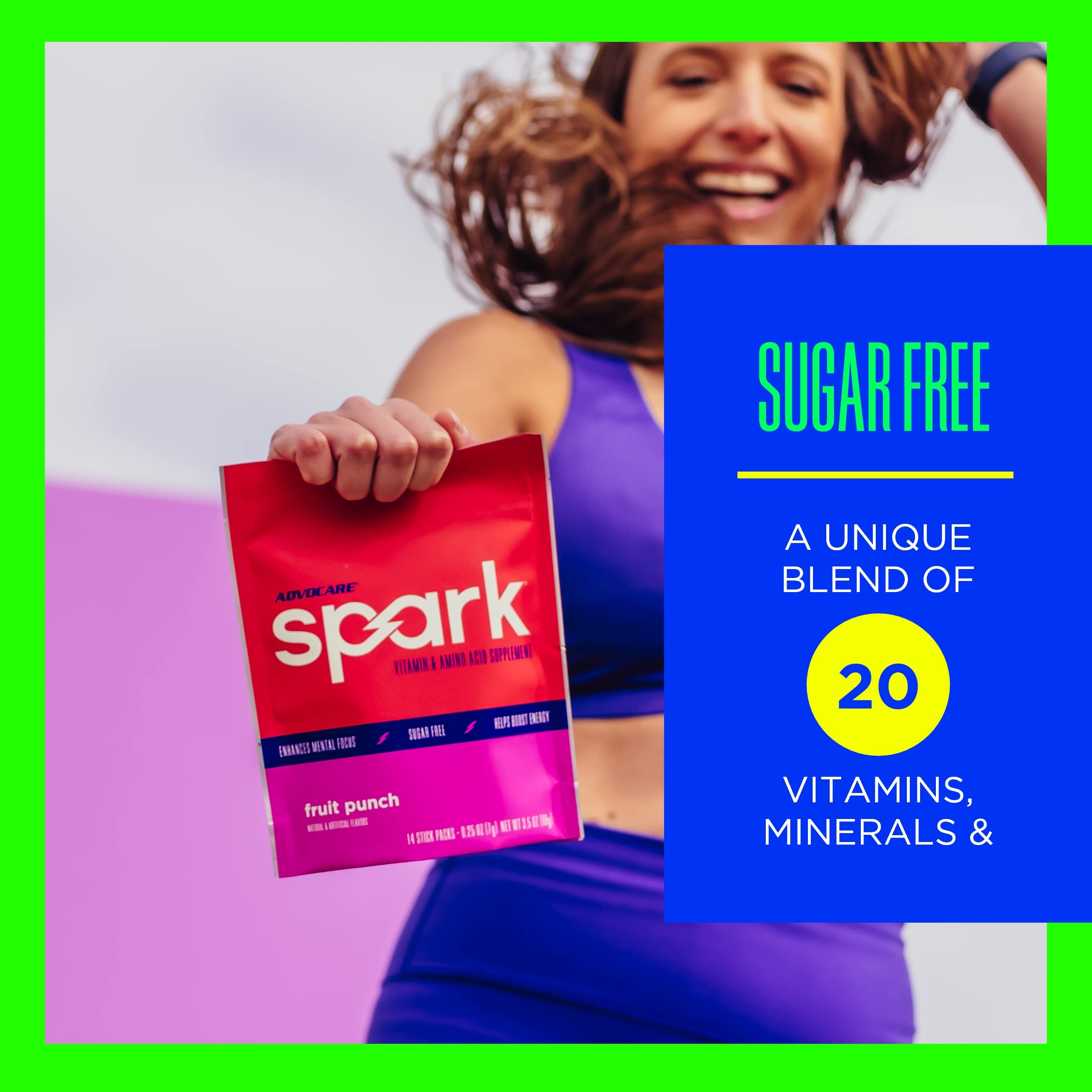 AdvoCare Spark on-the-go packet beside phone for travel-friendly boost.