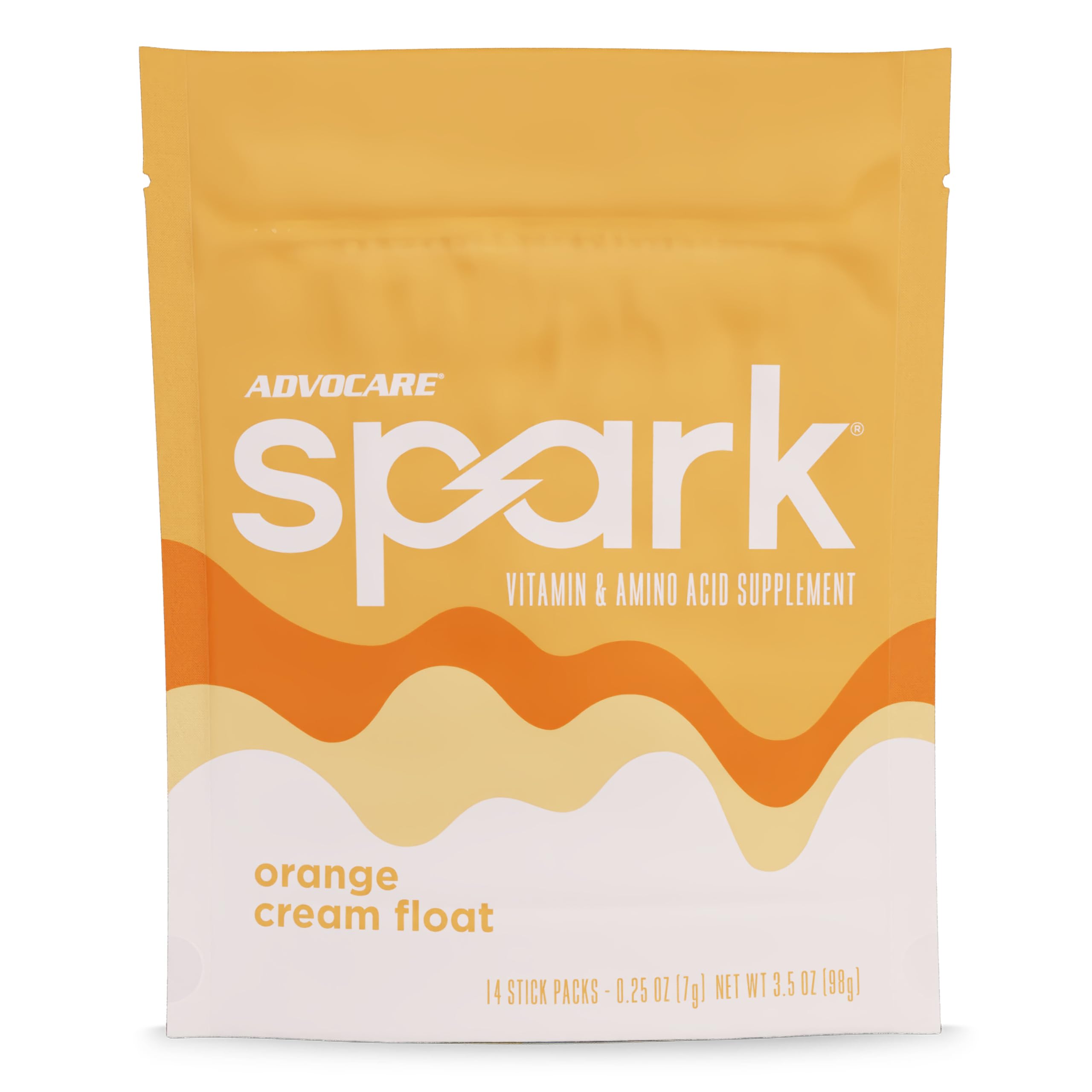 Advocare Spark orange-cream-float stick close-up for focused energy.