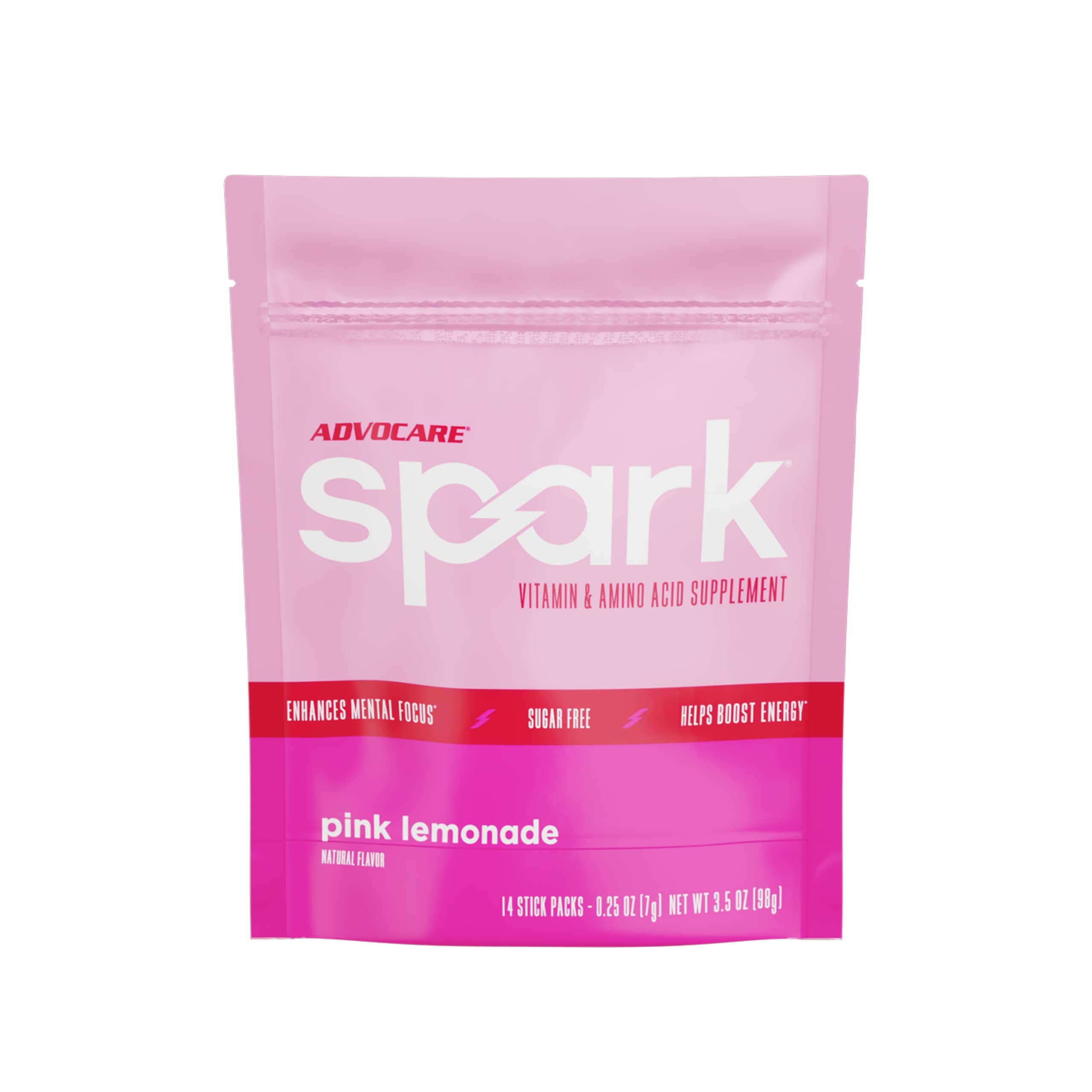 AdvoCare Spark pink lemonade stick-pack for smooth energy and focus