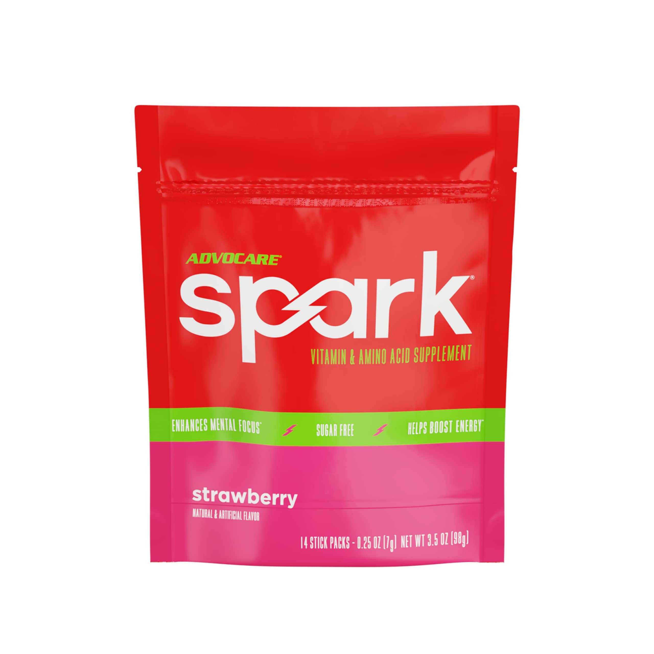 AdvoCare Spark strawberry stick pack delivers a refreshing energy boost for busy mornings