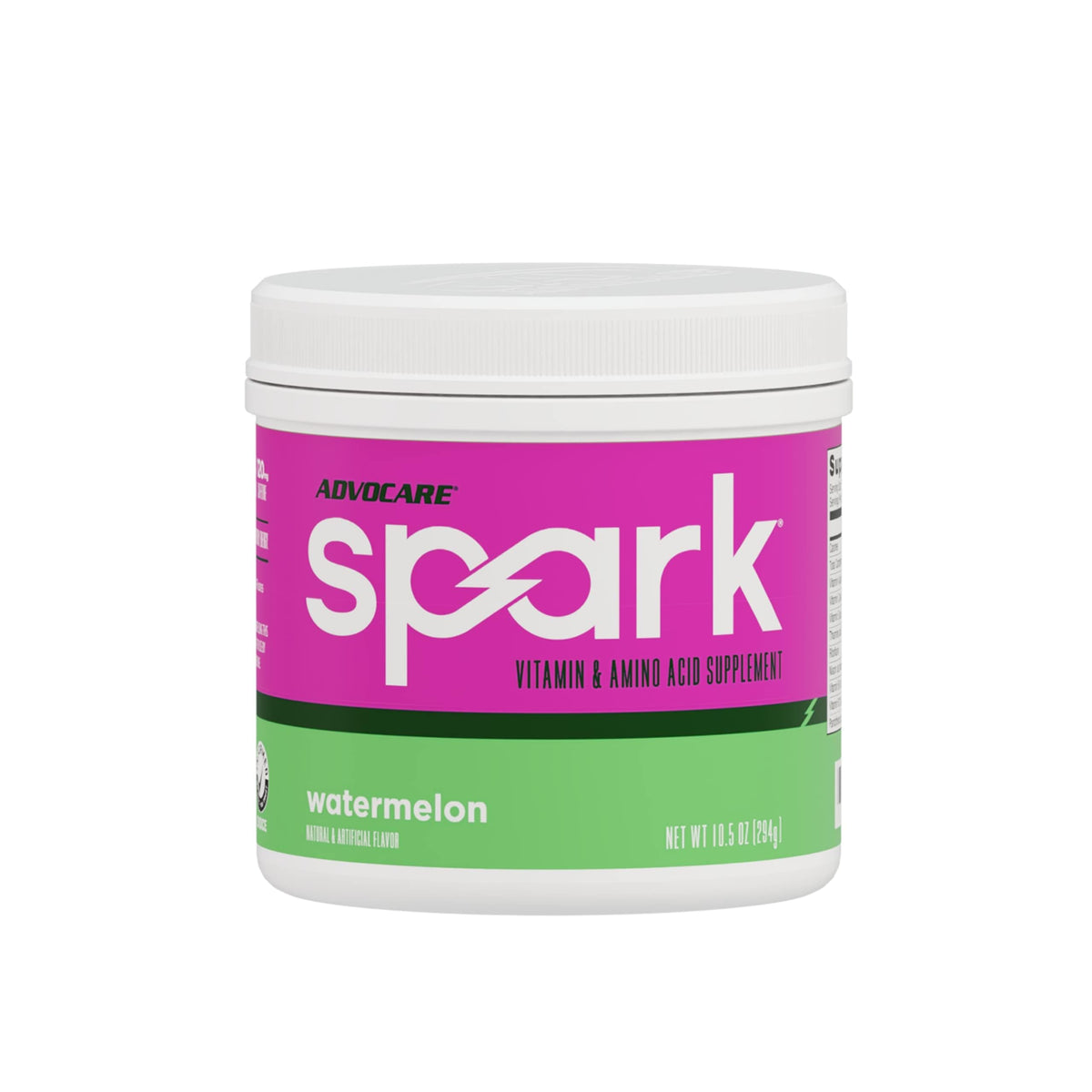 AdvoCare Spark Watermelon tub front showing energy-boosting formula