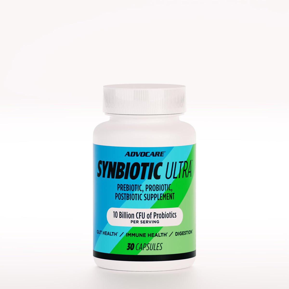 AdvoCare Synbiotic Ultra bottle close-up showing digestive support potential