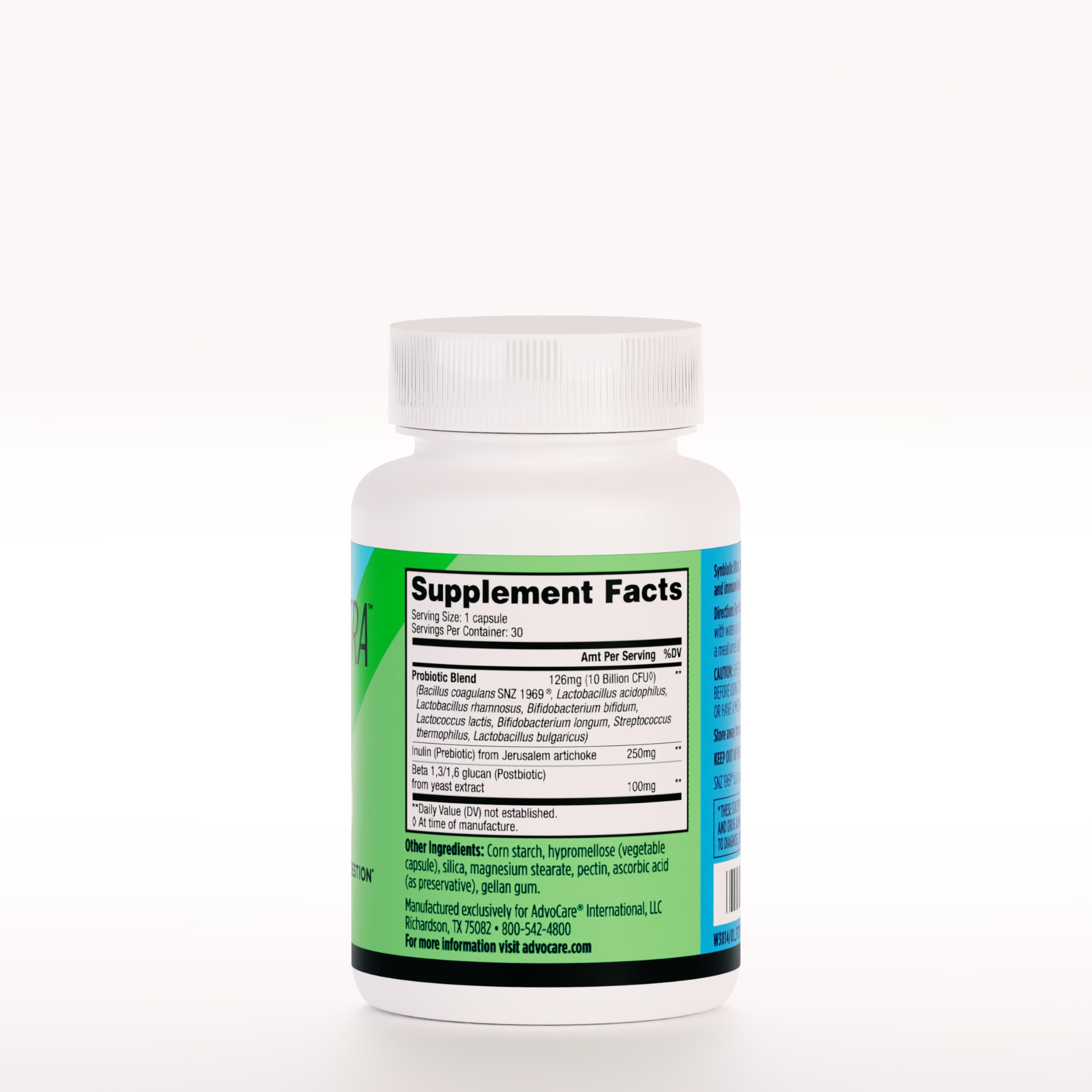 AdvoCare Synbiotic Ultra capsules highlighting convenient daily gut support