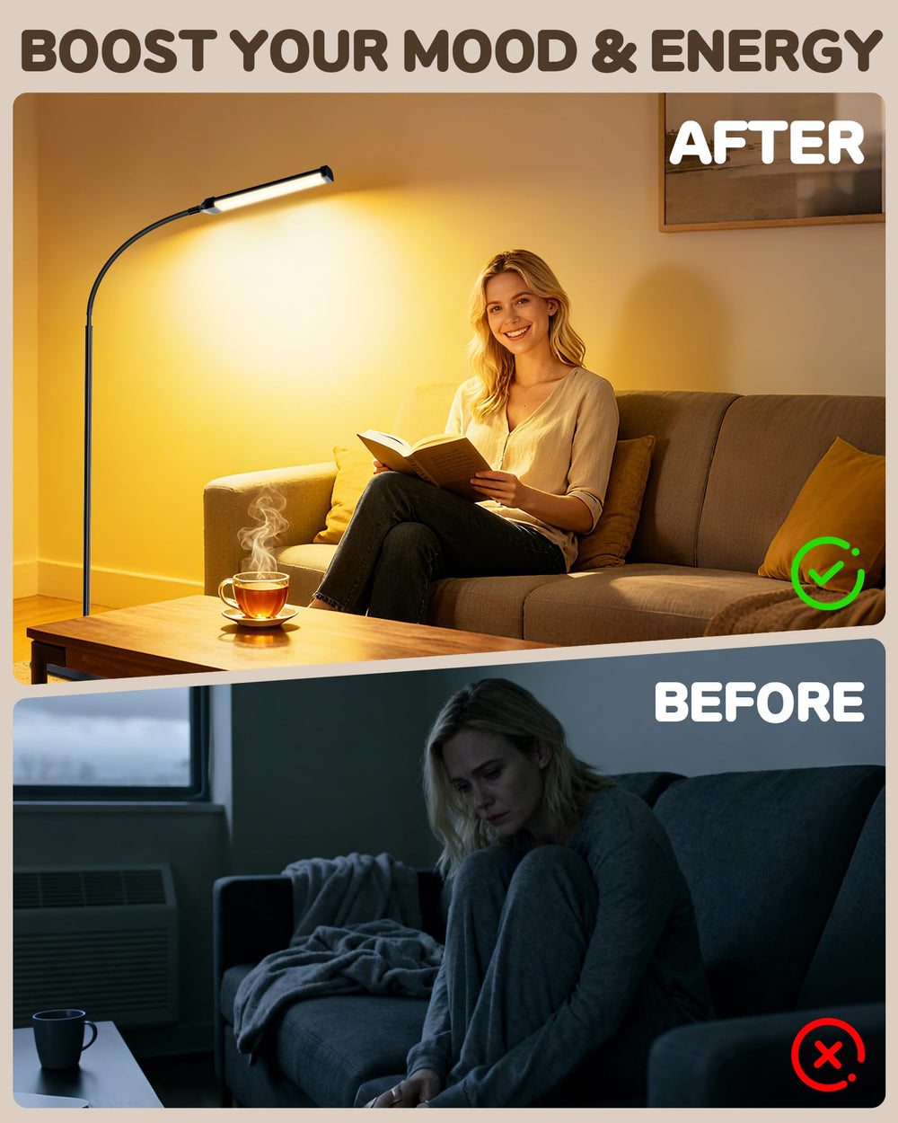 AearKing light therapy lamp brightness levels adapt to tasks and energy needs